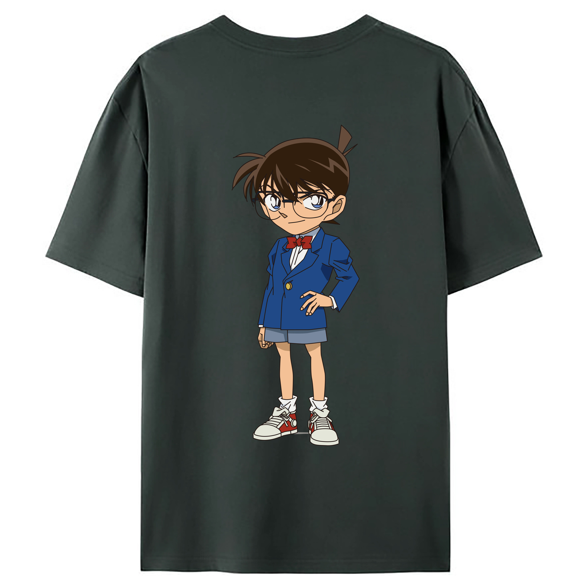 （画像用） 名探偵コナン 江戸川 コナン Detective Conan Conan Edogawa 綿100％ メンズ半袖Tシャツ（バックプリント） 通気性